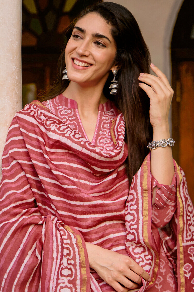 Sehra Zarah Pink Dabu Chanderi Dupatta
