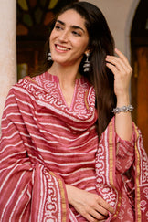 Sehra Zarah Pink Dabu Chanderi Dupatta