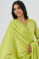 Roza Aafiyah Green Schiffli Dupatta