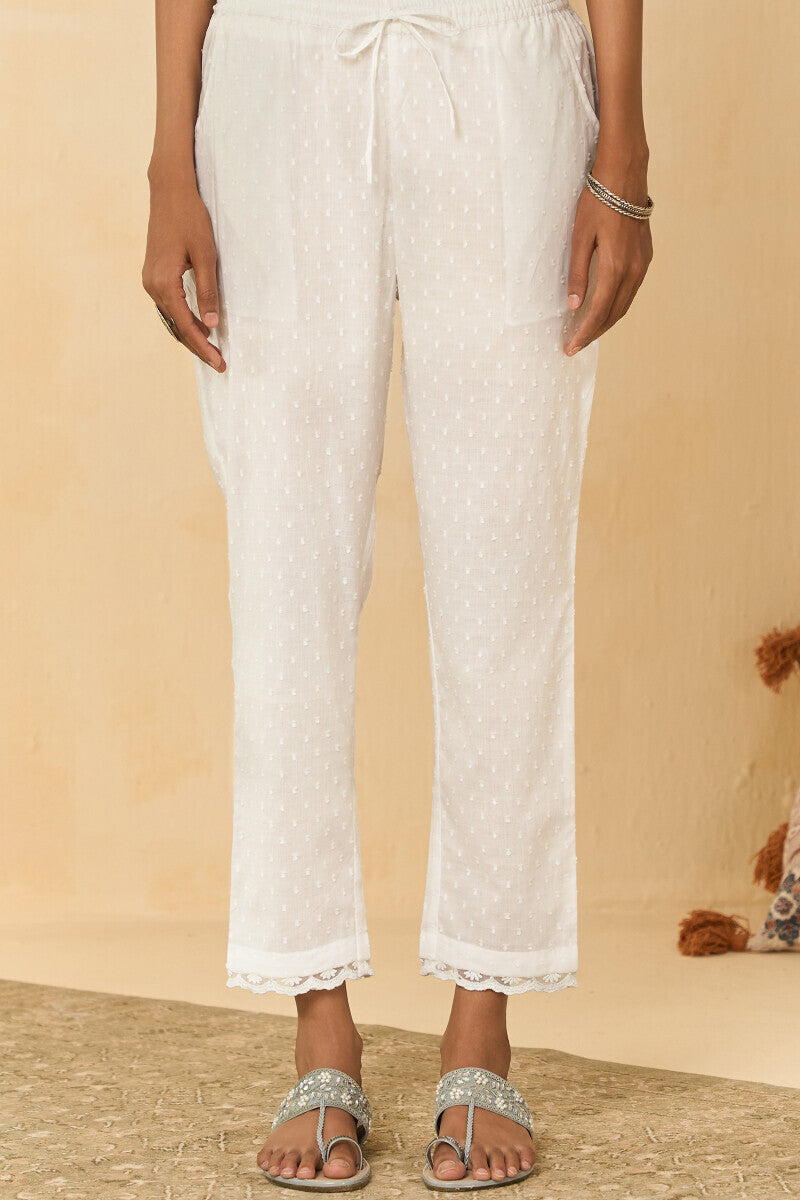 Raahat Sameera White Schiffli Narrow Pants
