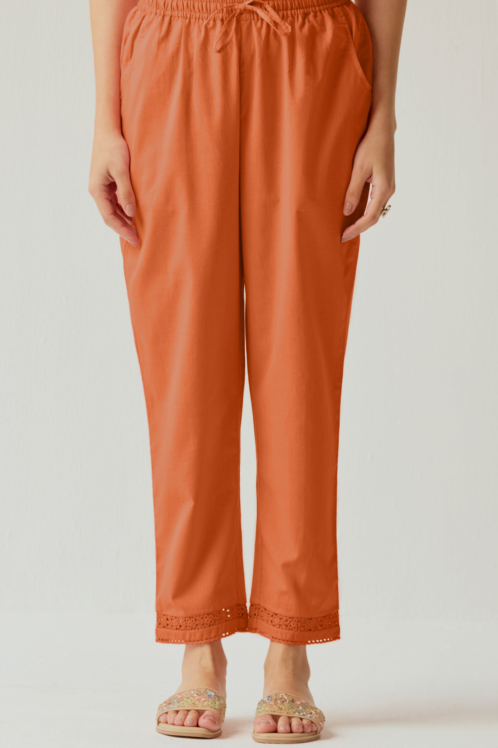 Roza Farhat Rust Orange Narrow Pants