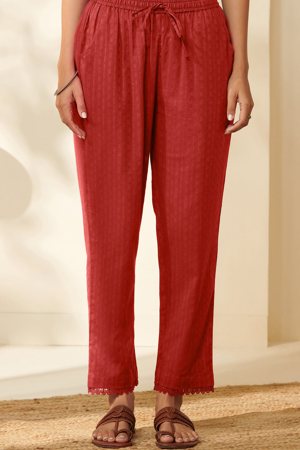 Roza Sureena Red Narrow Pants