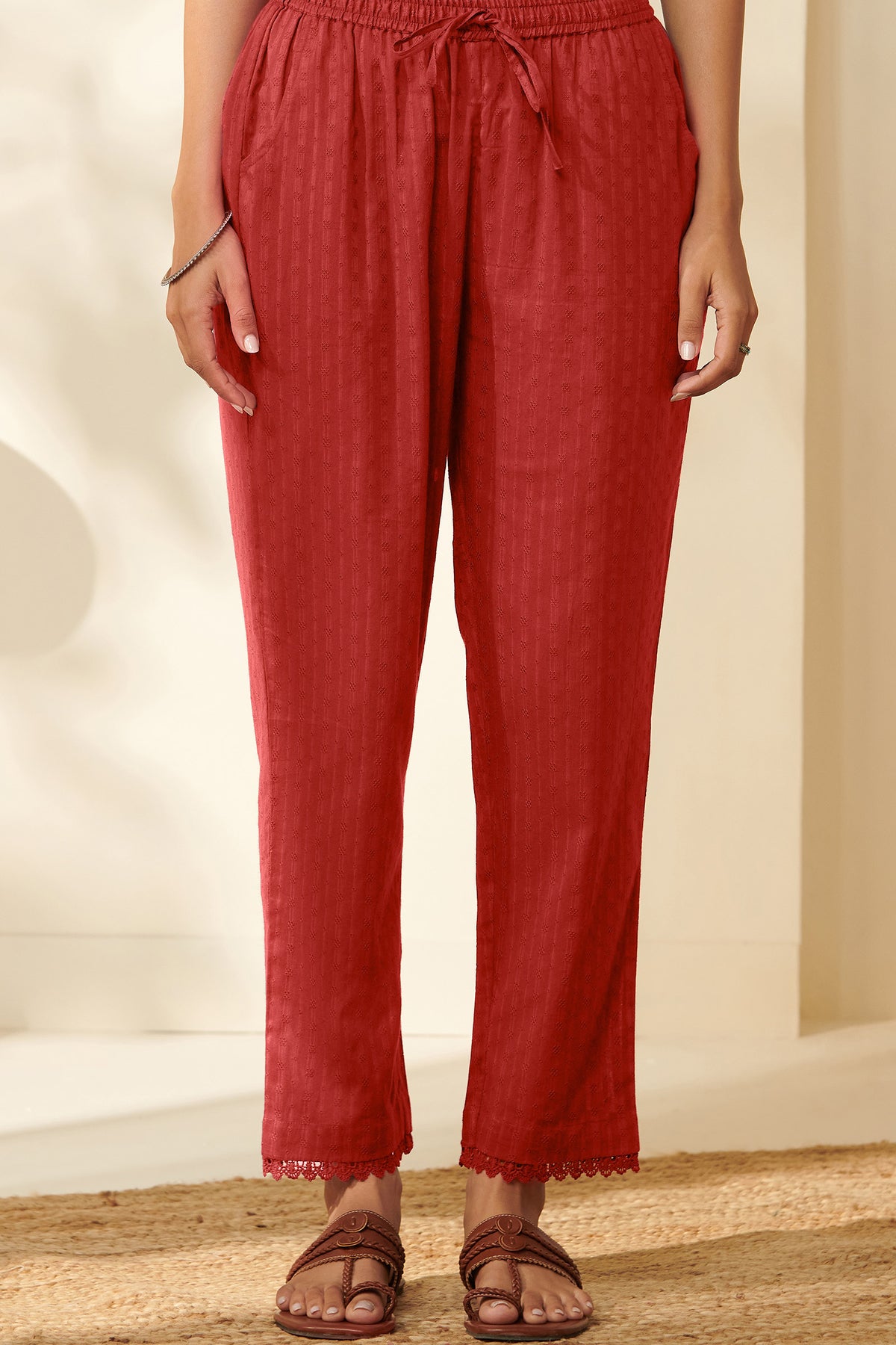 Roza Sureena Ruby Red Narrow Pants