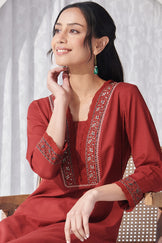 Sehra Amyra Red Ajrak Kurta