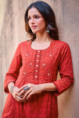 Roza Sureena Red Kurta