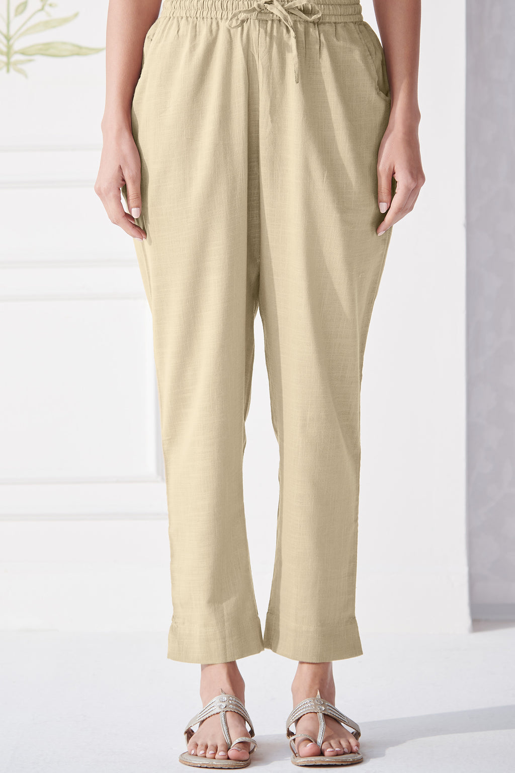 Roza Gulbahar Beige Narrow Pants