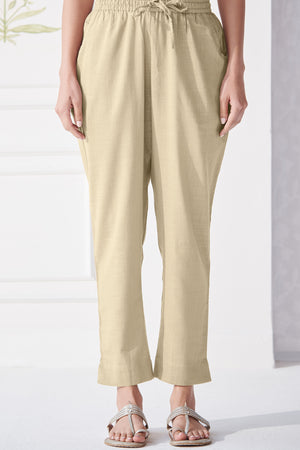 Roza Gulbahar Beige Narrow Pants