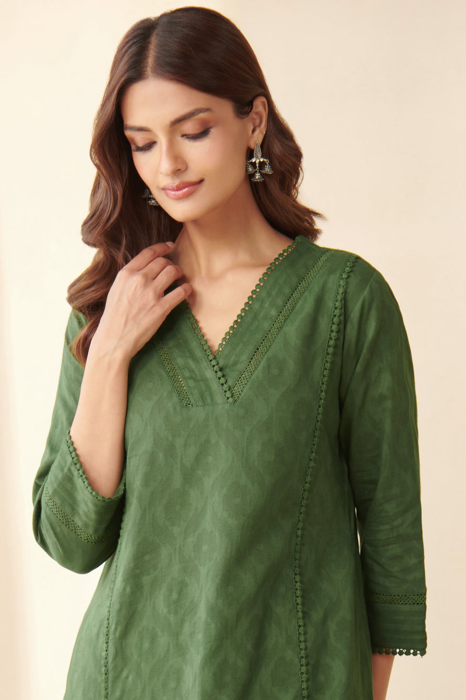 Roza Aaira Bottle Green Kurta