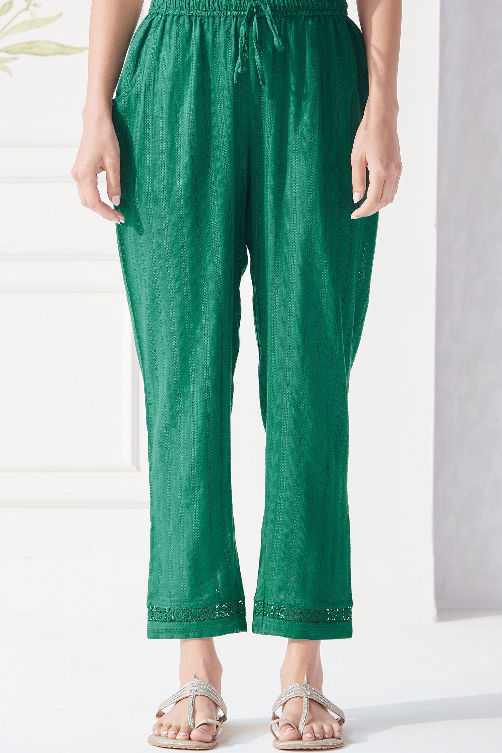 Surplus: Roza Naaz Green Narrow Pants