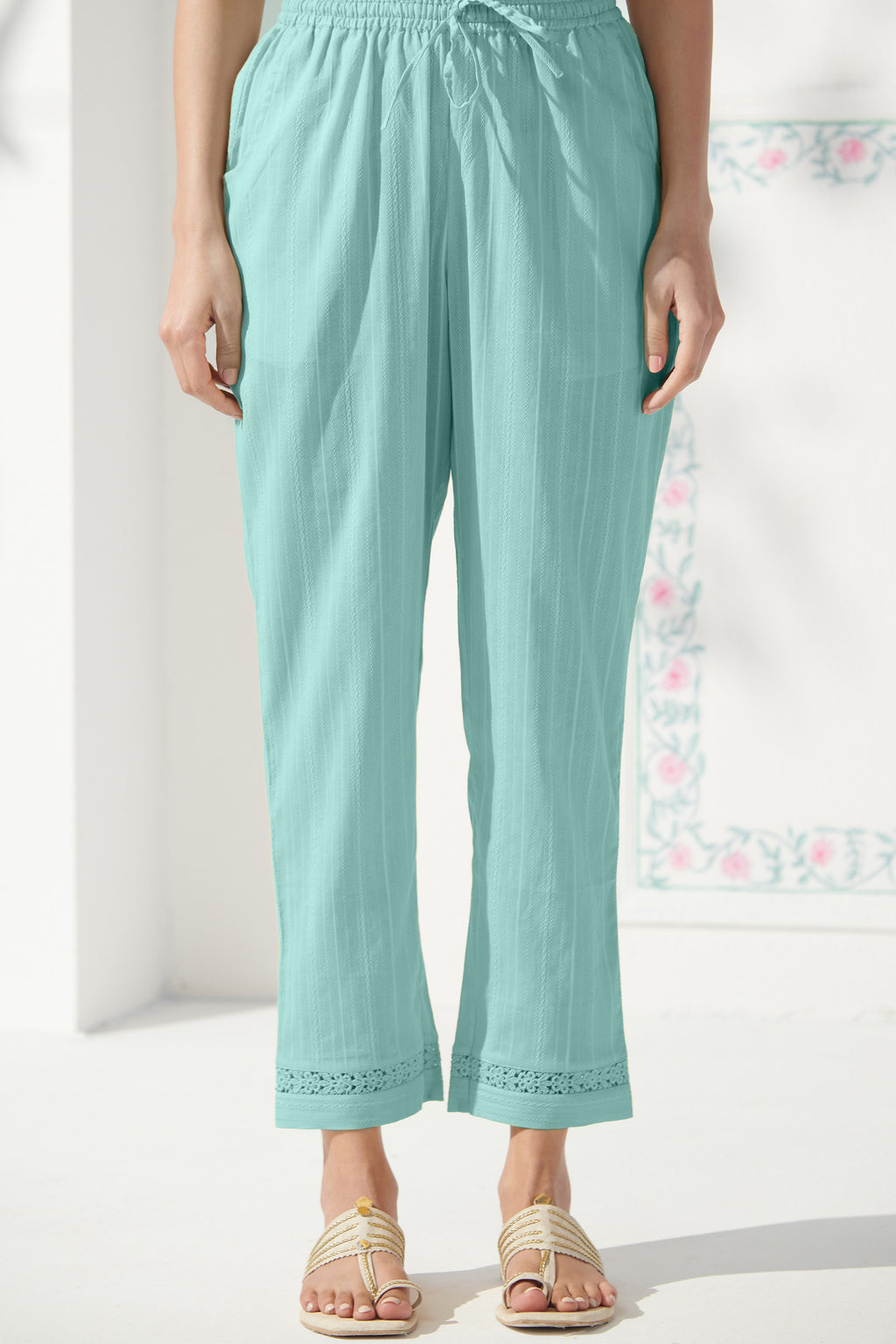Roza Nazmin Green Narrow Pants