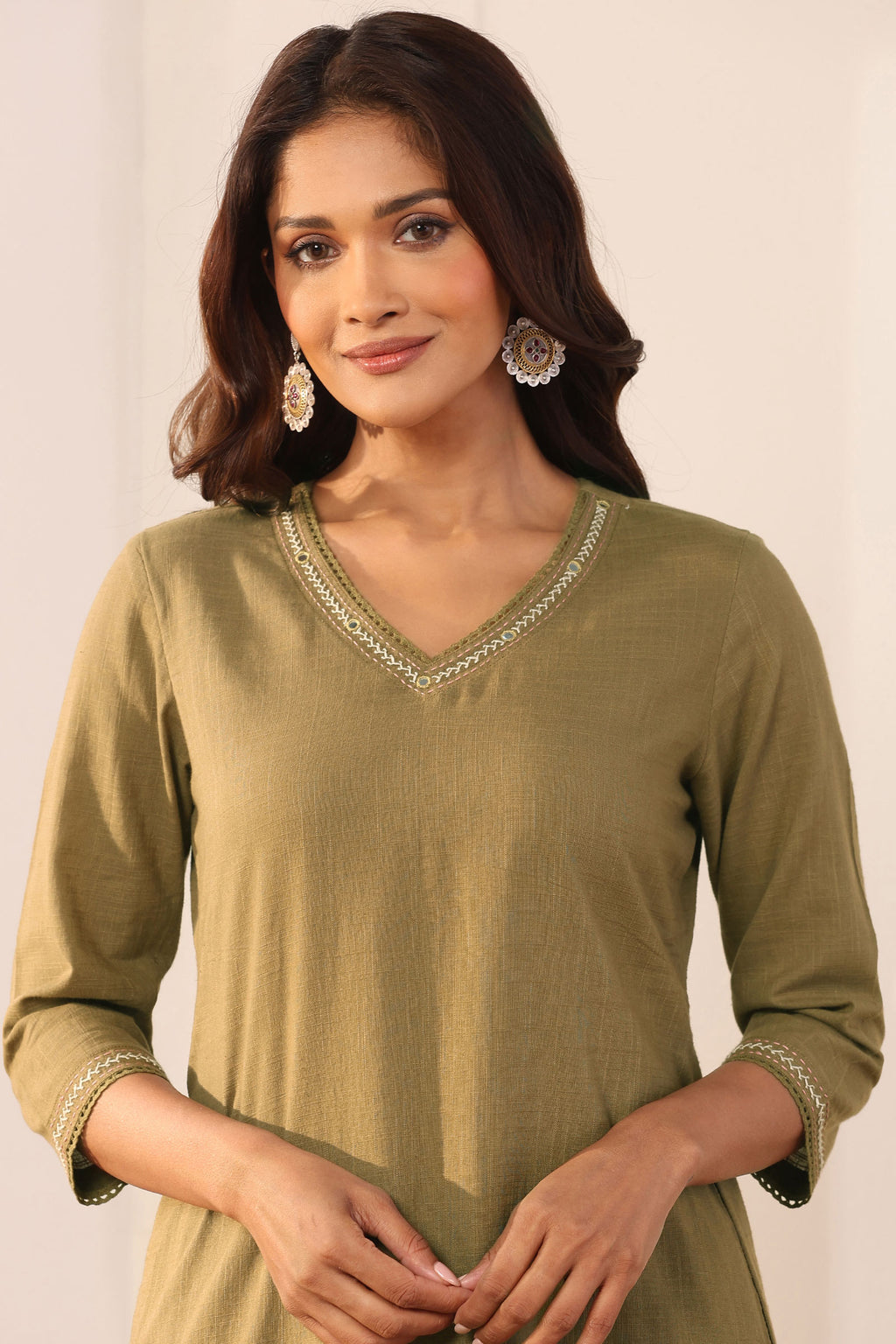 Surplus: Roza Naaz Olive Green Kurta