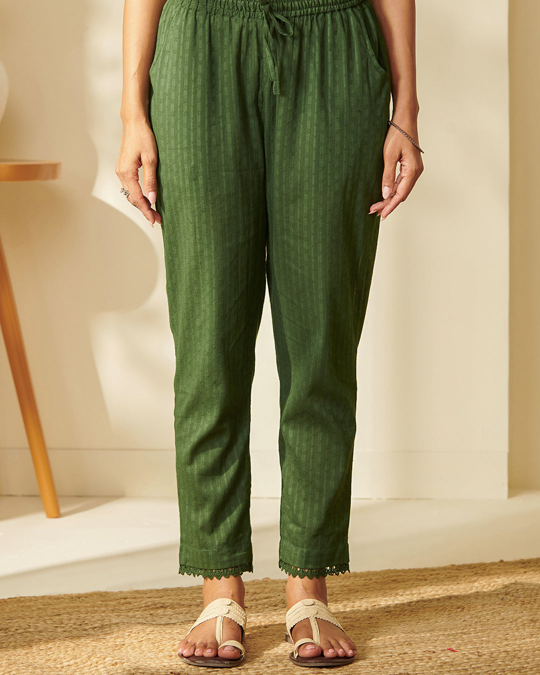 Roza Zunaira Forest Green Narrow Pants
