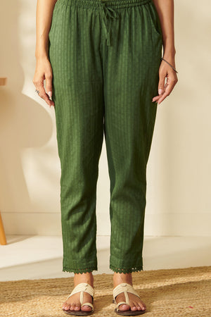 Roza Zunaira Forest Green Narrow Pants