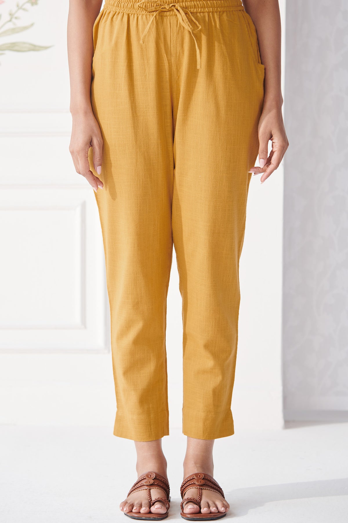 Roza Jiya Mustard Narrow Pants