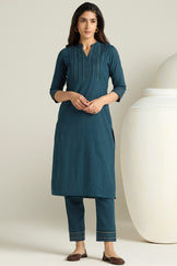 Kashida Kiara Navy Blue Kurta