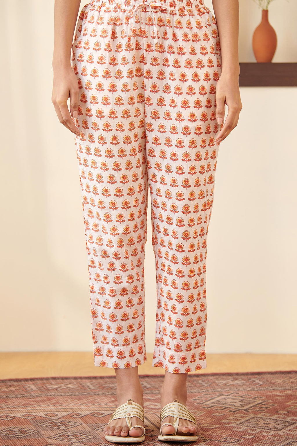 Mehraab Mehr White Sanganeri Narrow Pants