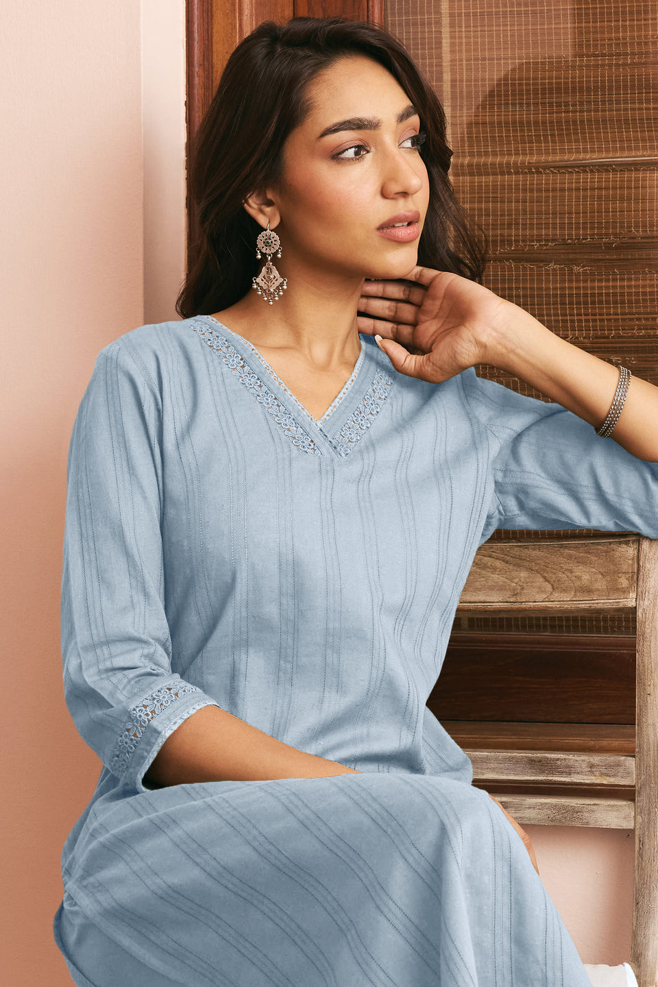 Roza Naaz Sky Blue Kurta