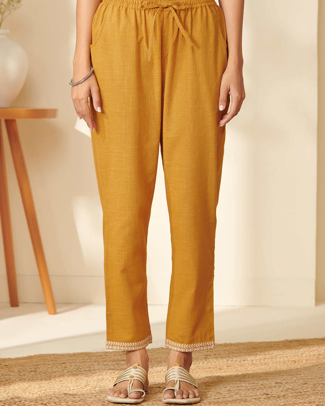 Mehraab Bano Mustard Narrow Pants