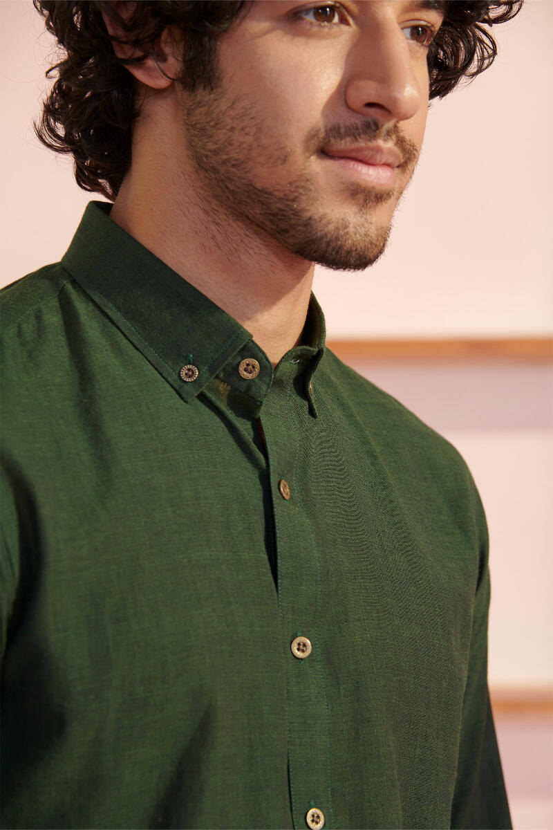 Zaid Green Handloom Shirt