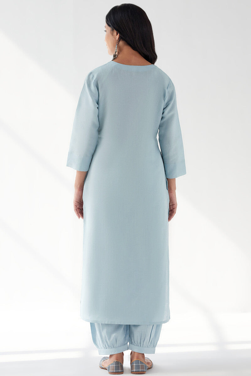 Naadirah Zoya Sky Blue Cotton Linen Kurta