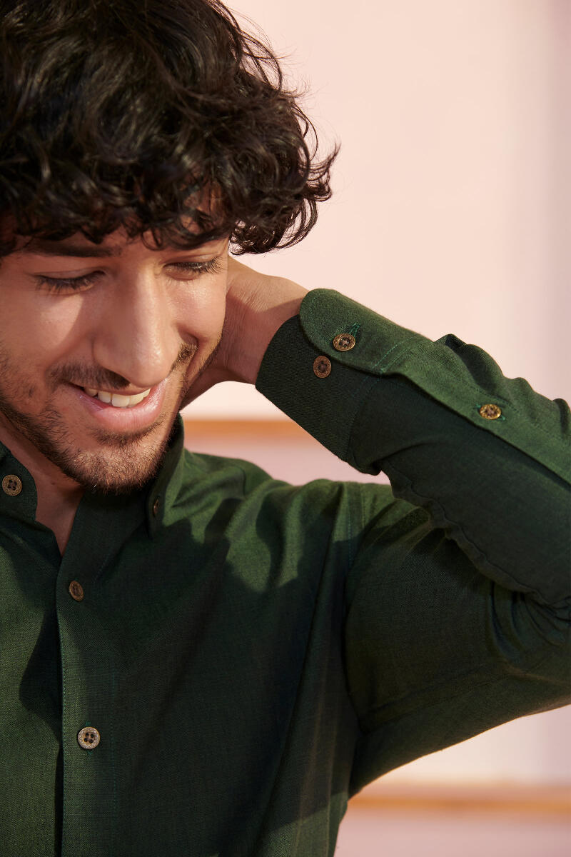 Zaid Green Handloom Shirt