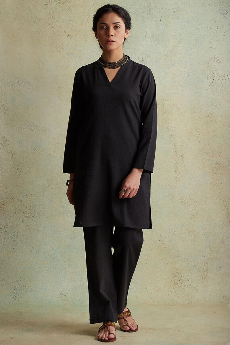 Roza Nihad Black Handloom Short Kurta
