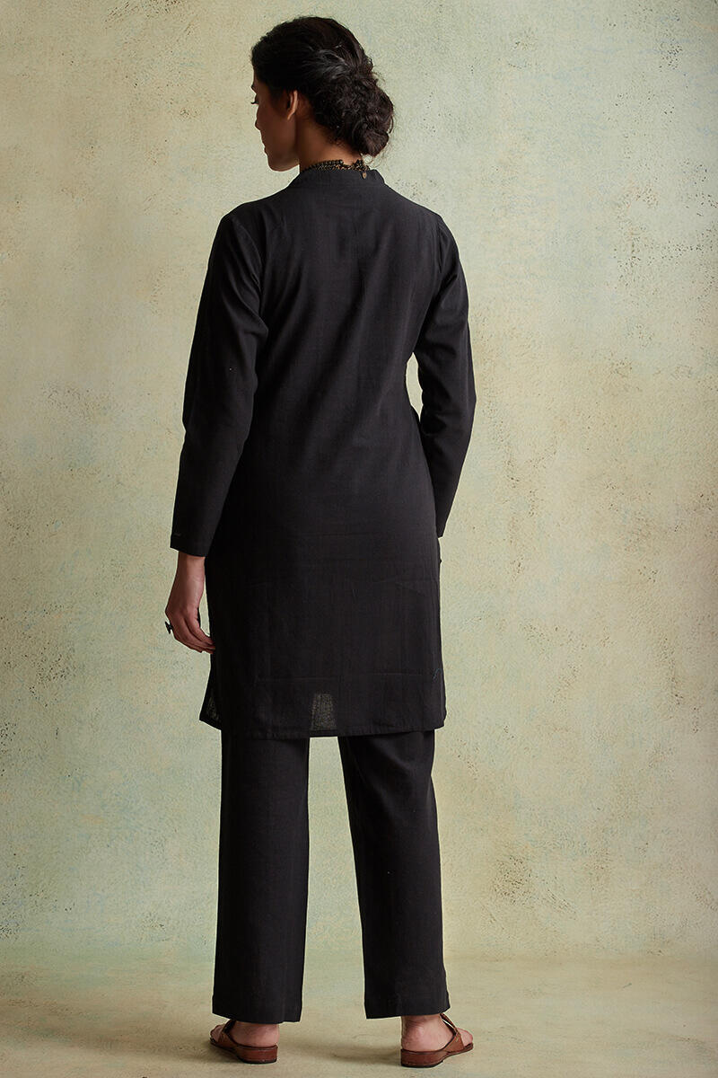 Roza Nihad Black Handloom Short Kurta