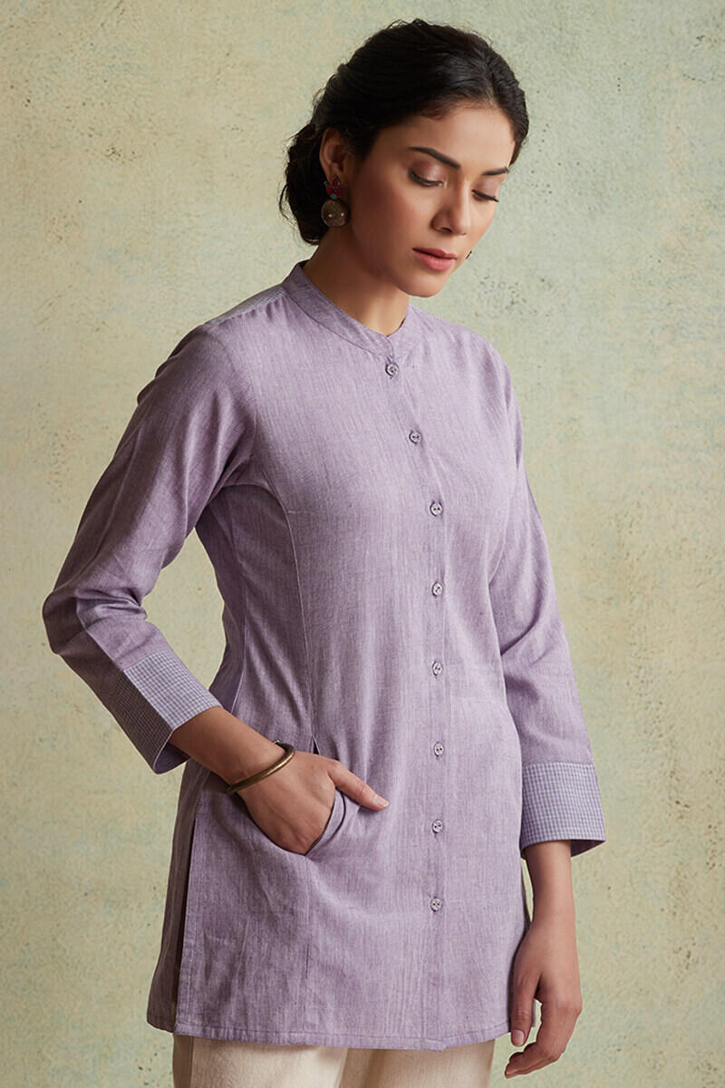 Roza Nihad Lavender Handloom Kurti