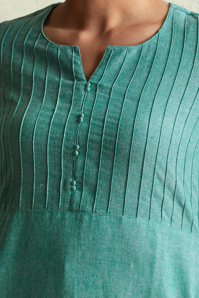 Roza Nihad Turquoise Handloom Kurta