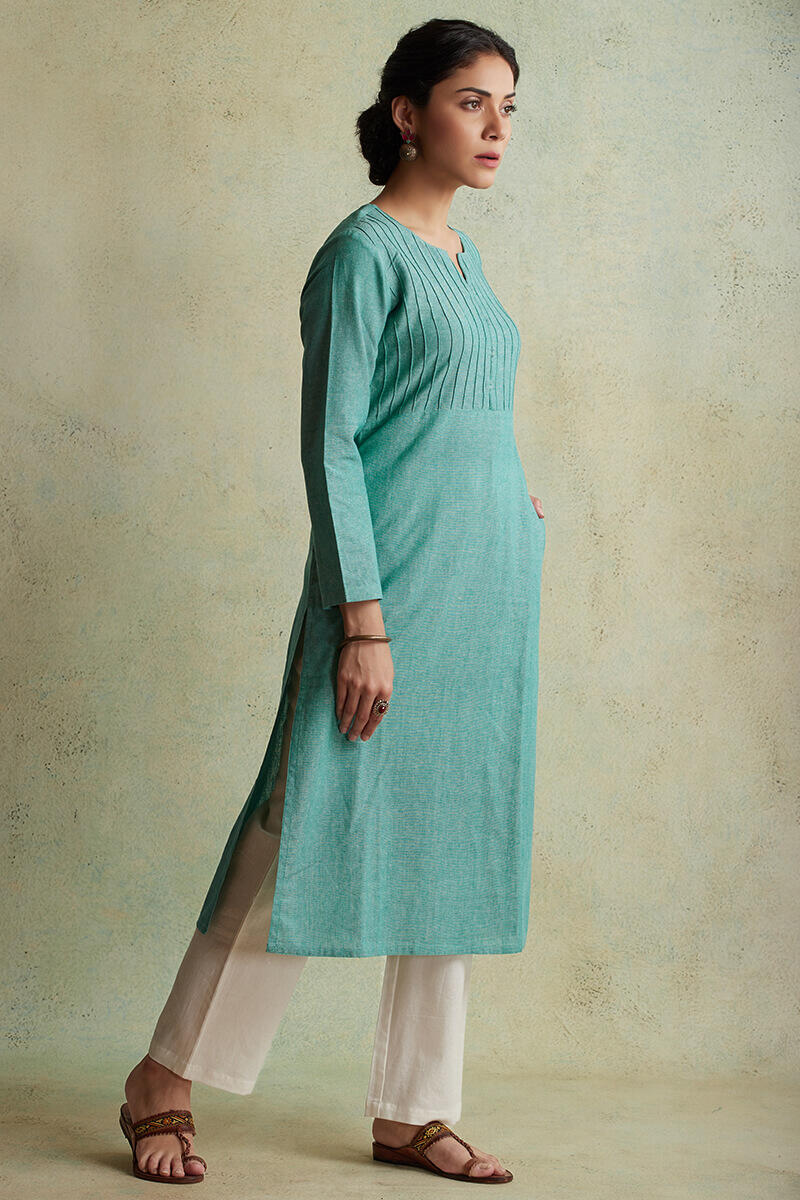 Roza Nihad Turquoise Handloom Kurta
