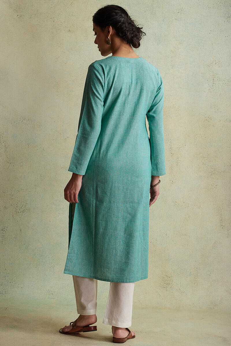 Roza Nihad Turquoise Handloom Kurta
