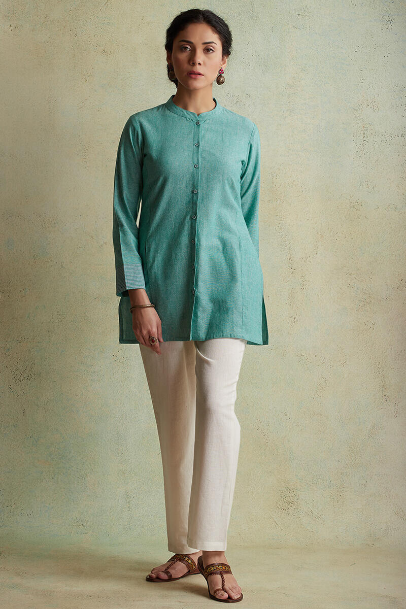 Roza Nihad Turquoise Handloom Kurti