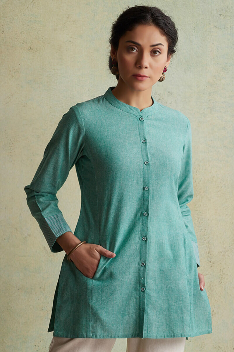 Roza Nihad Turquoise Handloom Kurti