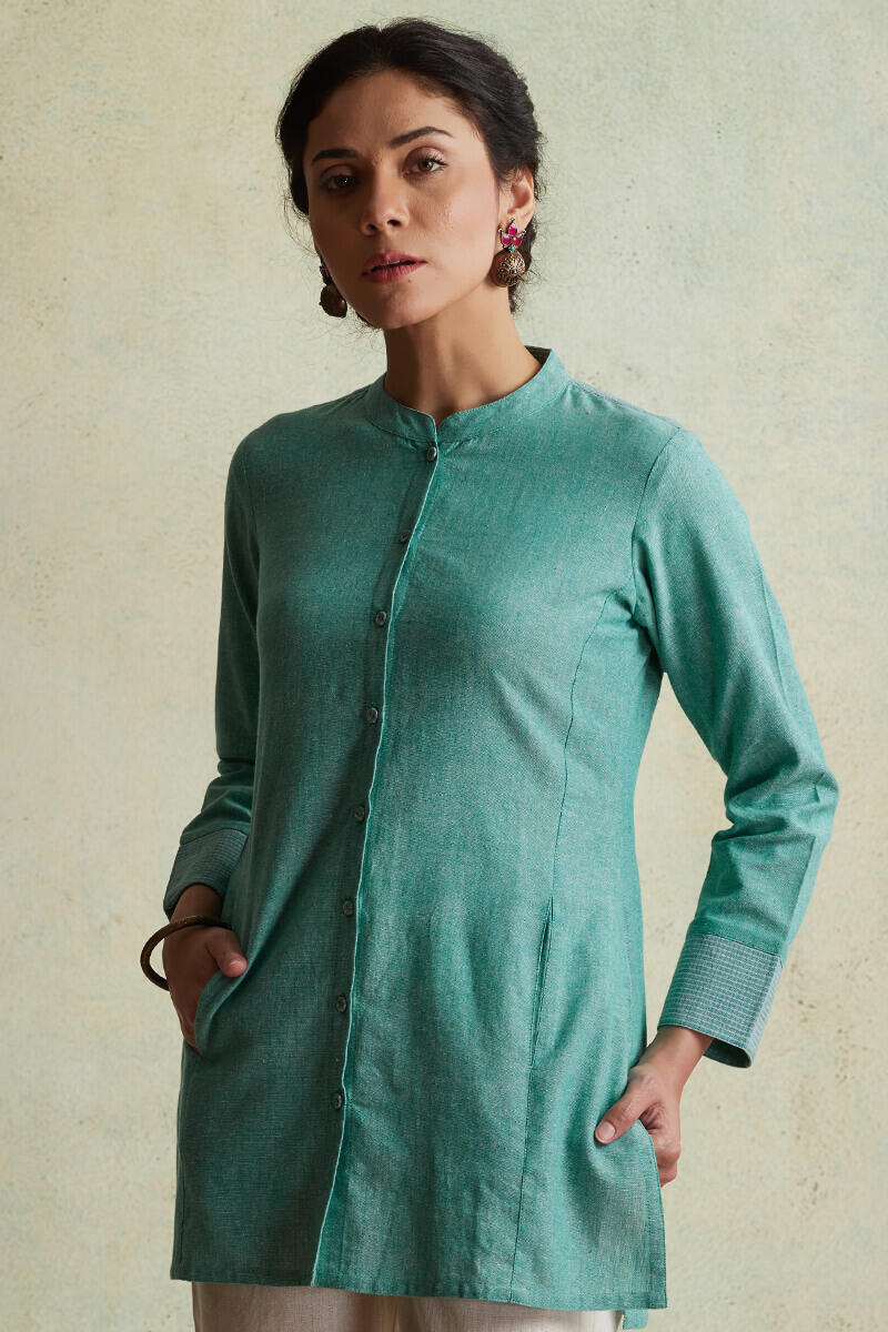 Roza Nihad Turquoise Handloom Kurti