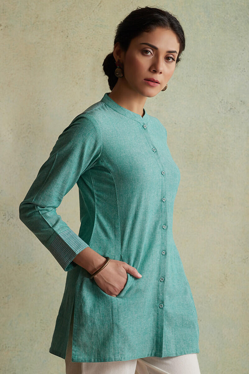 Roza Nihad Turquoise Handloom Kurti
