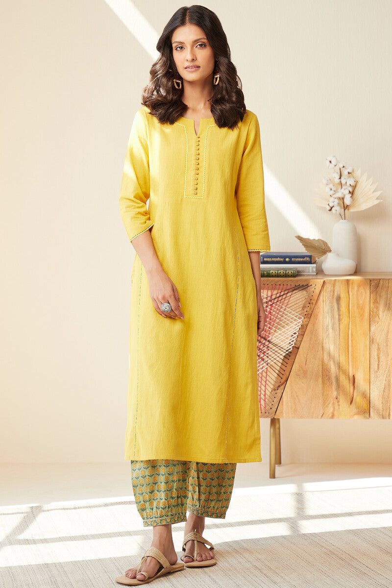 Roza Seher Mustard Yellow Kurta