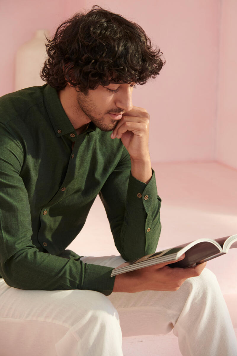 Zaid Green Handloom Shirt