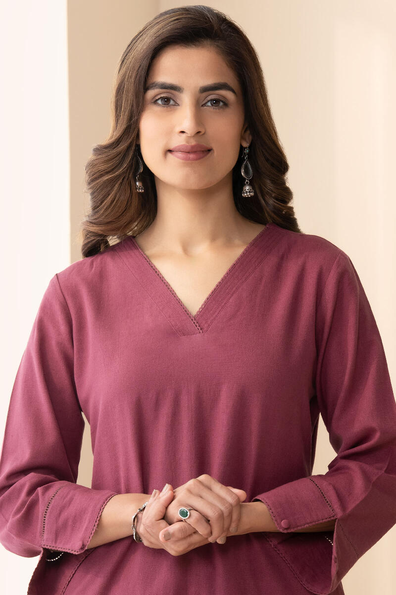Roza Maira Maroon Kurta