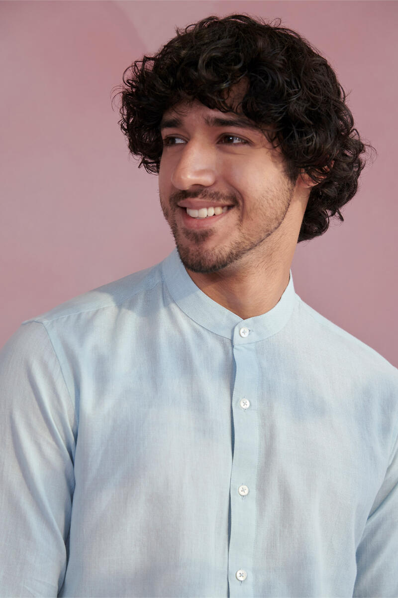 Zaid Light Blue Handloom Shirt