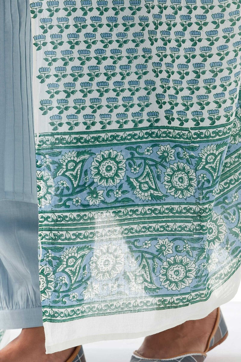 Naadirah Zoya Blue Sanganeri Dupatta