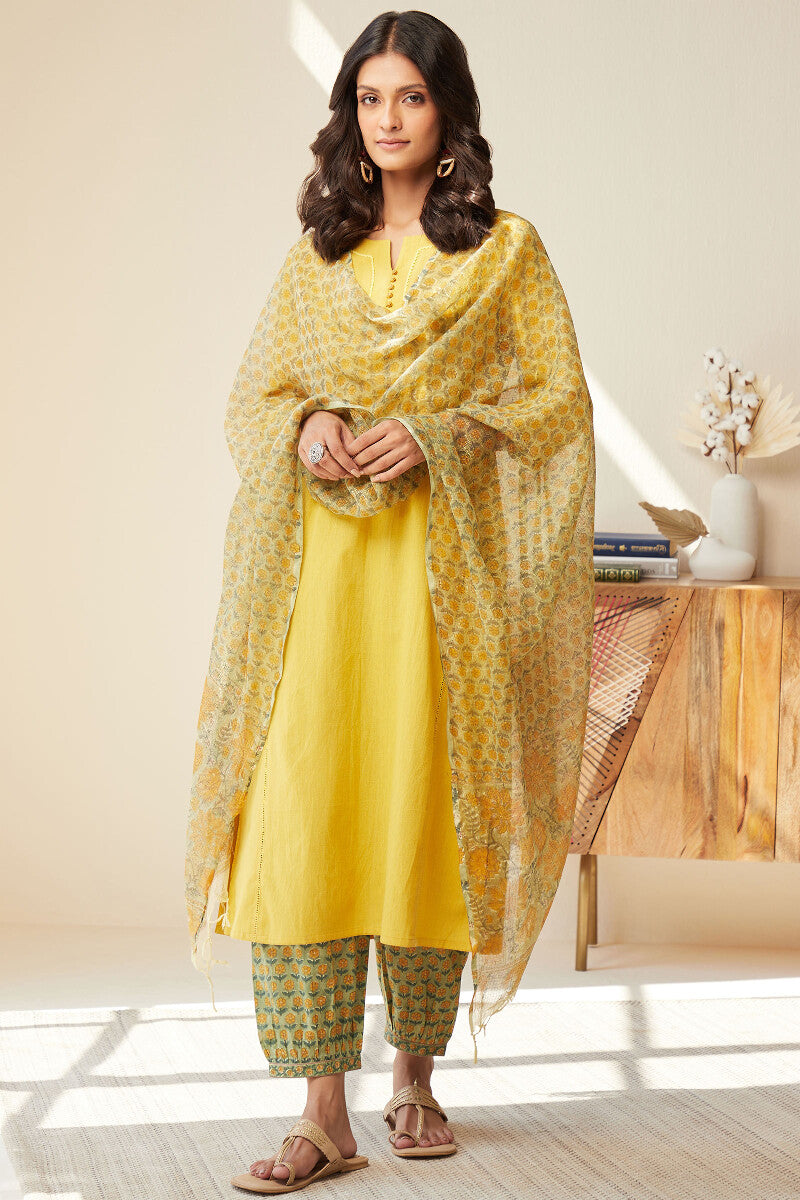 Roza Seher Mustard Yellow Kurta