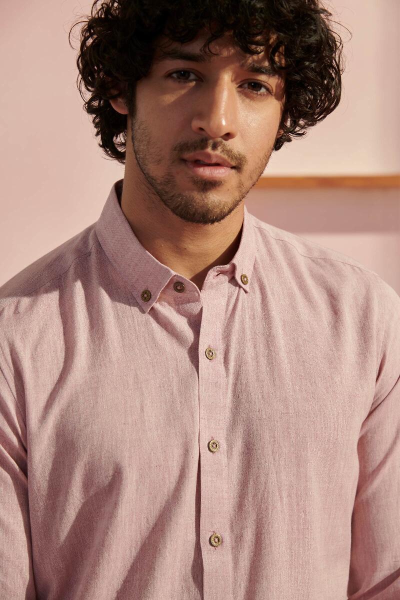 Zaid Pink Handloom Shirt