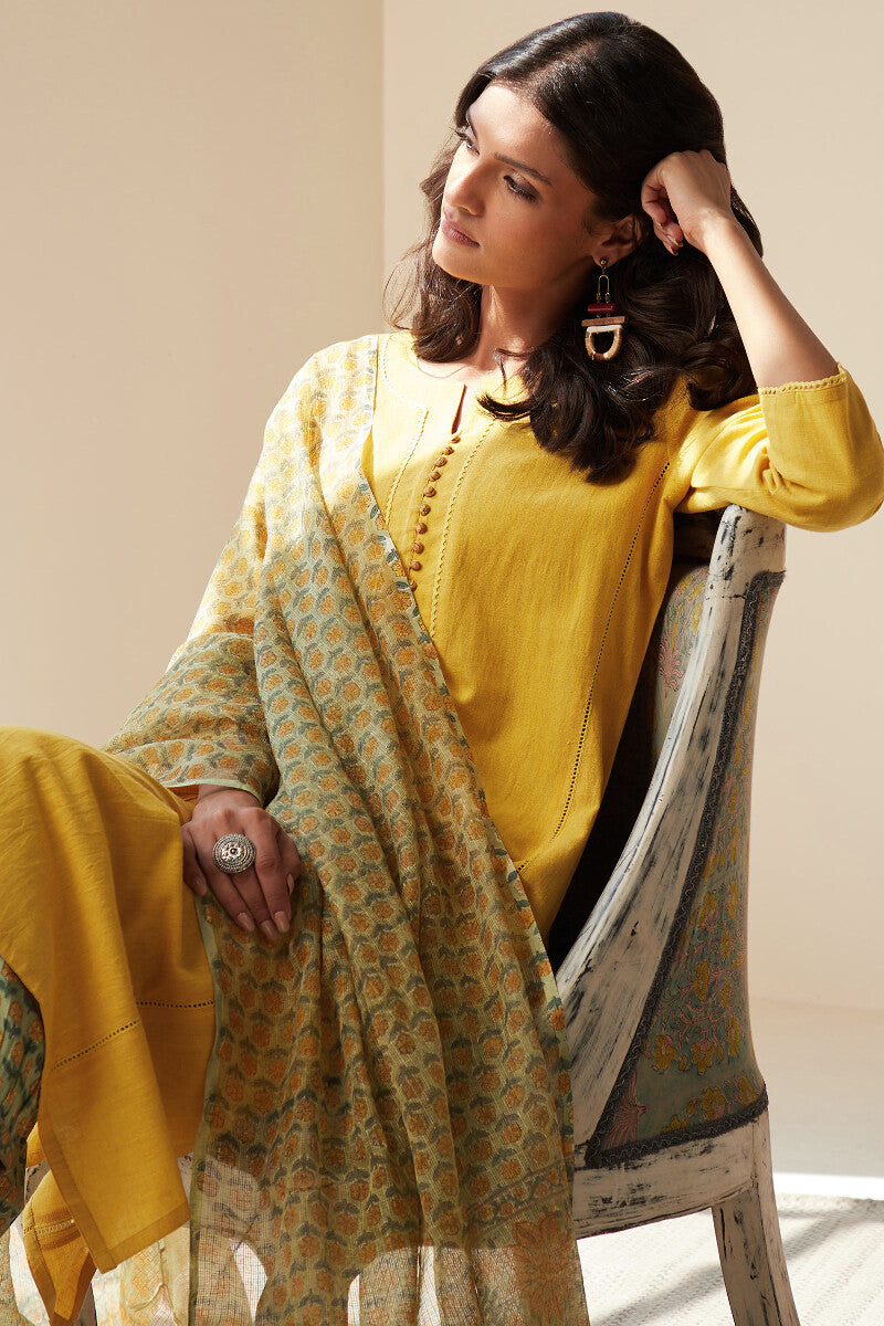 Roza Seher Mustard Yellow Kurta