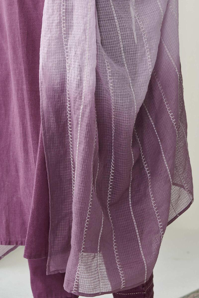 Kashida Purple Kota Dupatta