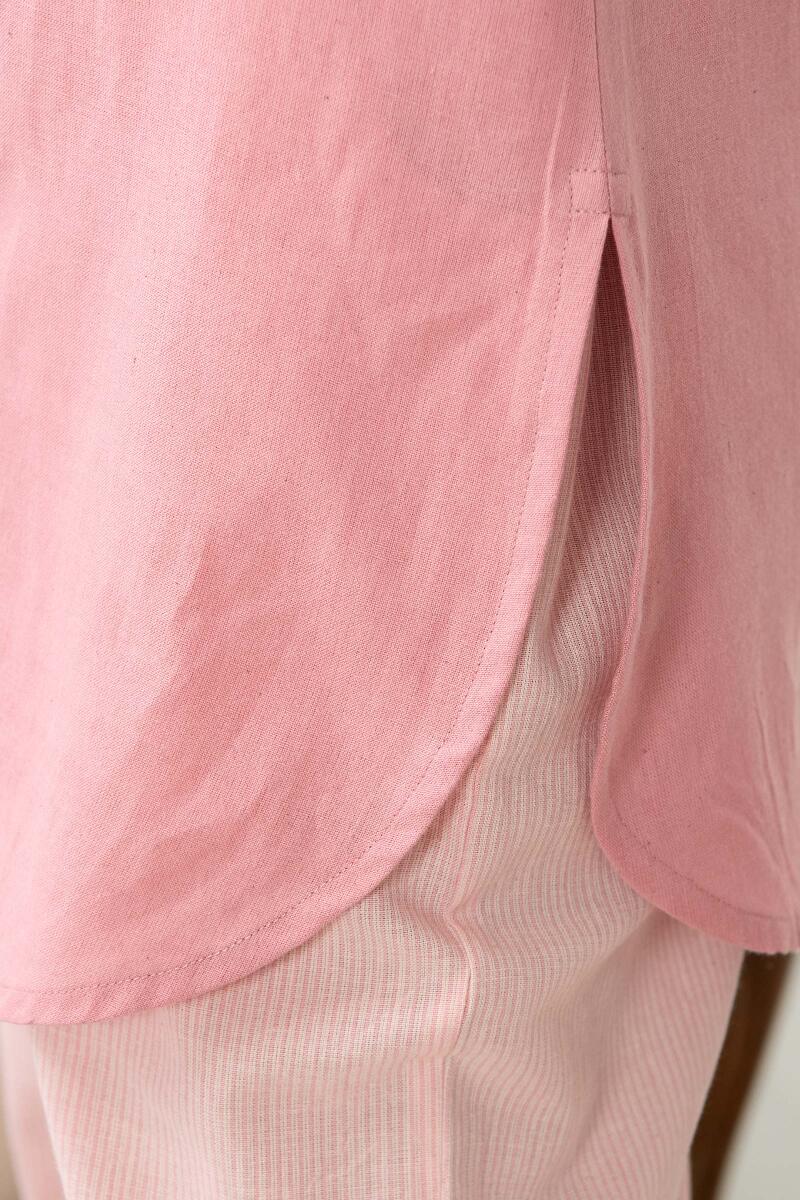 Roza Jannat Pink Handloom Loungewear Set