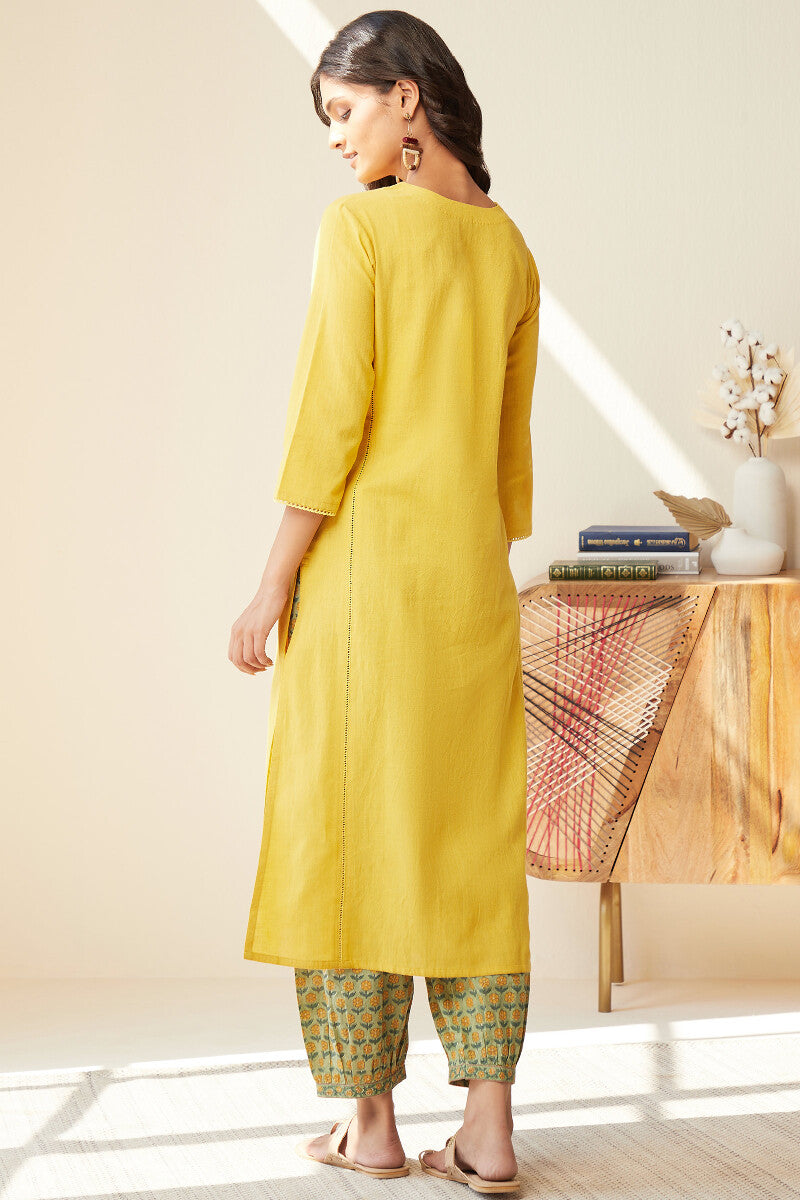 Roza Seher Mustard Yellow Kurta