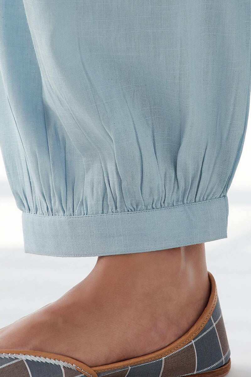 Naadirah Zoya Blue Rayon Slub Izhaar Pants