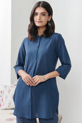 Roza Jannat Blue Handloom Loungewear Set
