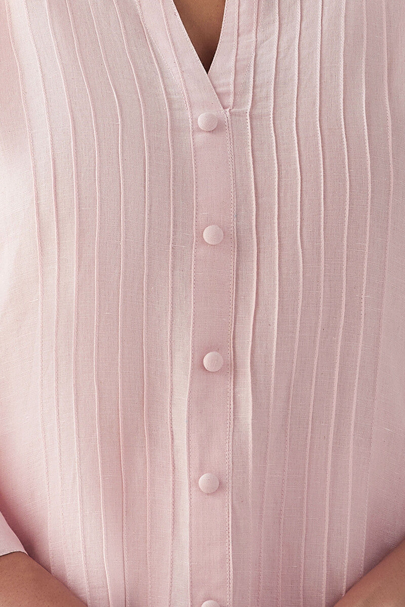 Naadirah Zoya Light Pink Cotton Linen Kurta