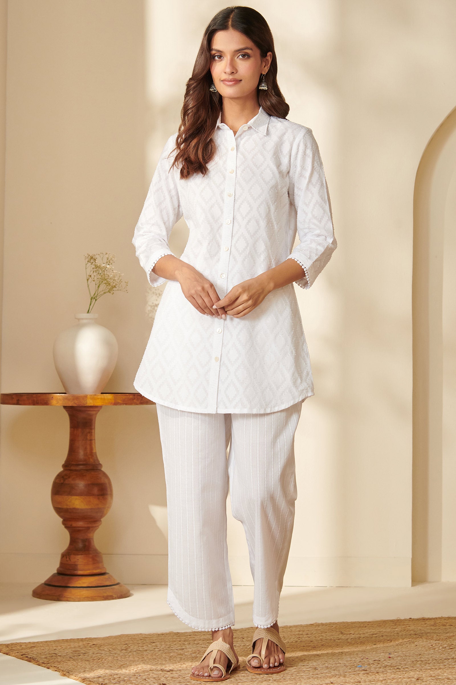 Roza Bahar White Co-Ord Set